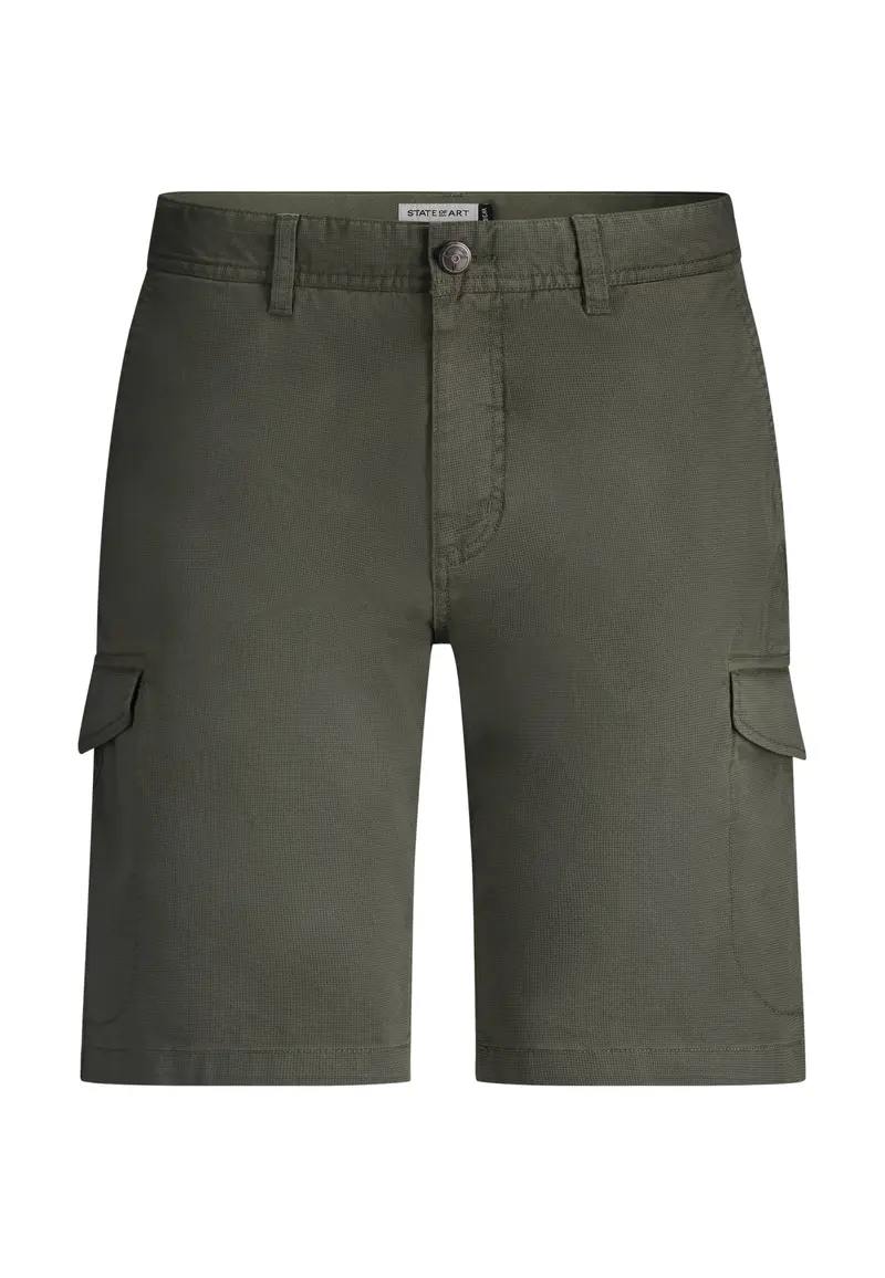 Green structured cotton cargo shorts - 15659/3787