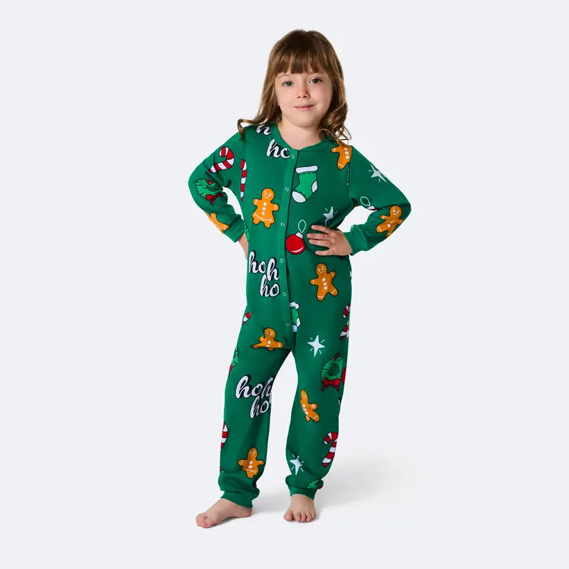 Groene Hohoho Overall Kerstpyjama voor Kinderen