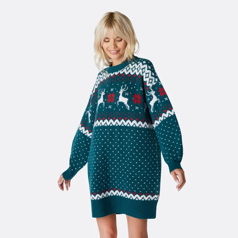 Groene Oversized Kerstjurk Dames