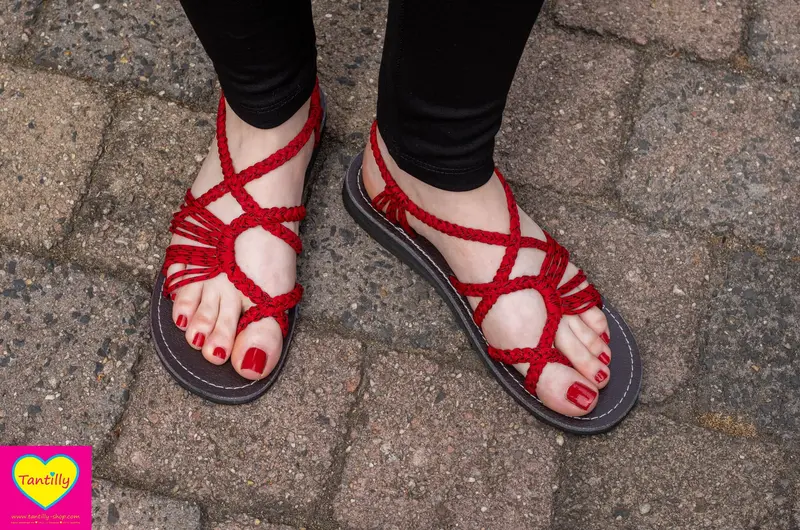 🌺 Handgemaakte Sandalen – Donkerrood | Comfort & Stijl 🌺- donker rood