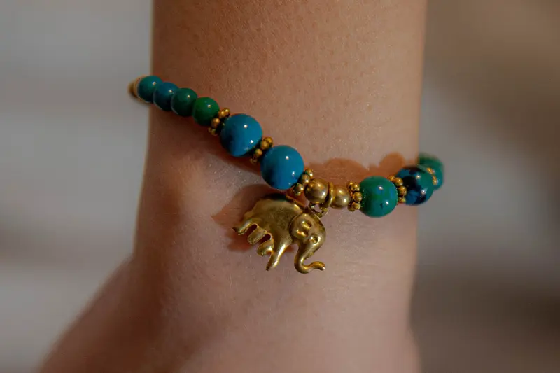 Handmade macrame stone bracelet- lucky elephant