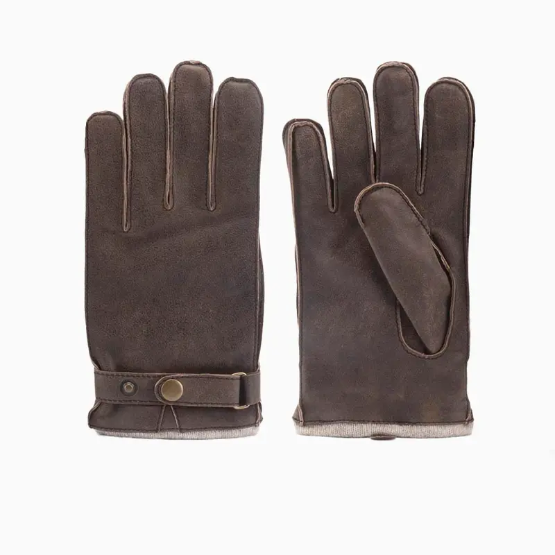 Handschoenen Heren Cracked Leather Brown