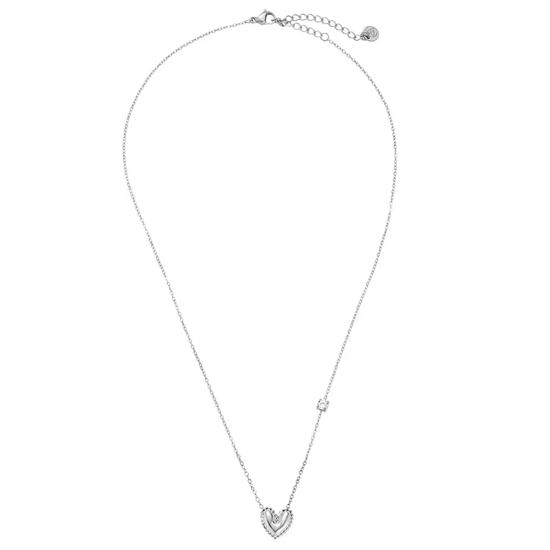 Heart with One Diamond Ketting Zilverkleurig