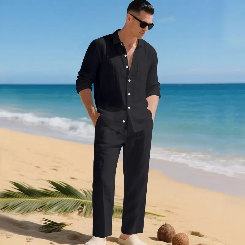 Heren 2-delige zomerset | Linnen overhemd & broek