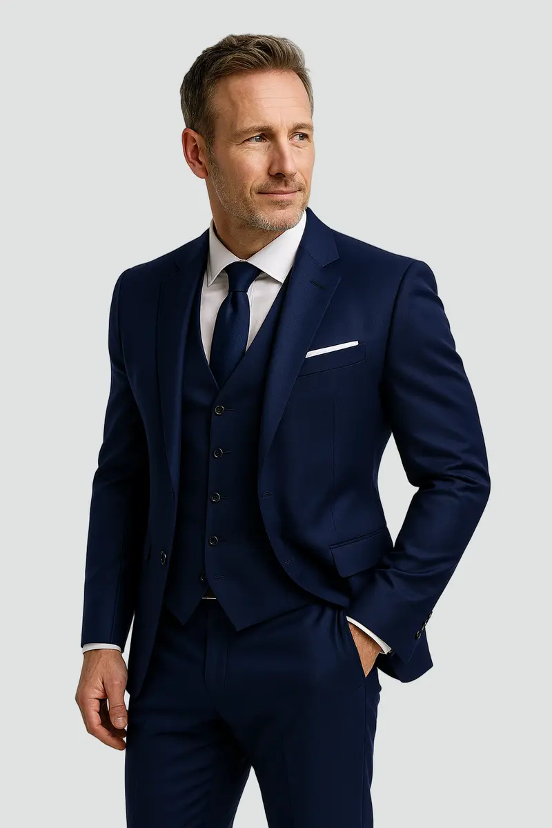Heren slim-fit formeel driedelig pak met gilet