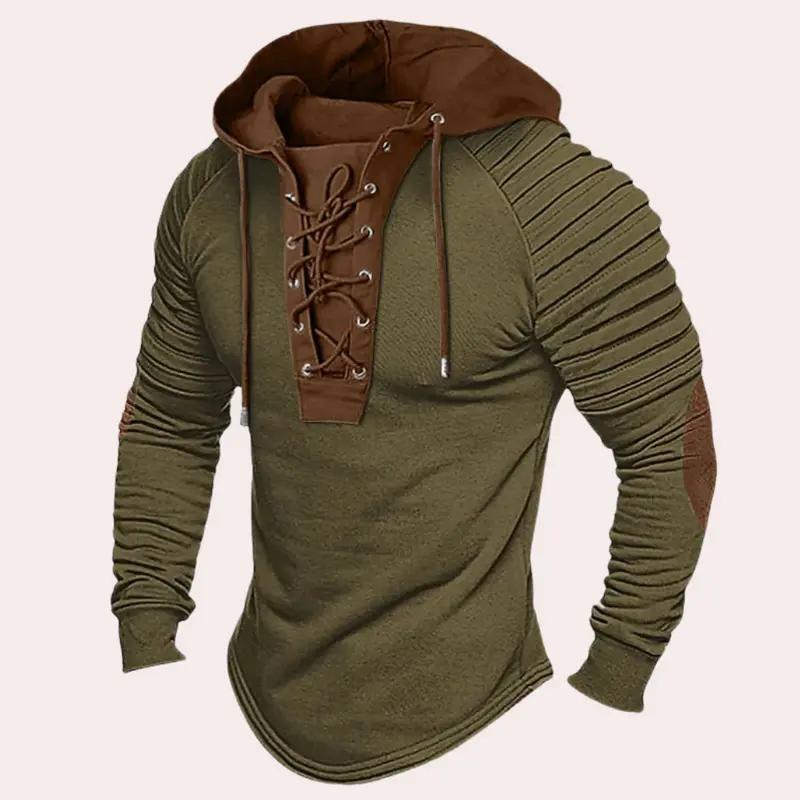 Herensweater met vetersluiting en capuchon – Eliano