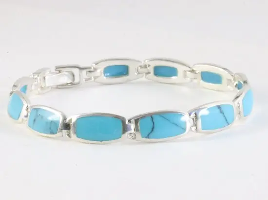 Hoogglans zilveren armband met blauwe turkoois