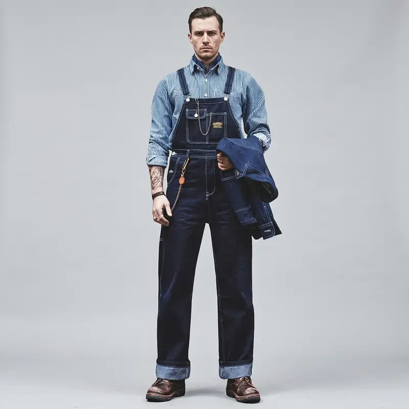 Indigo denim overall