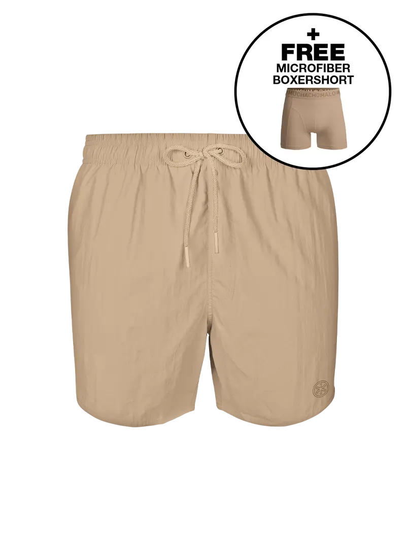 Jongens Zwembroek Beige + Gratis Microfiber boxershort