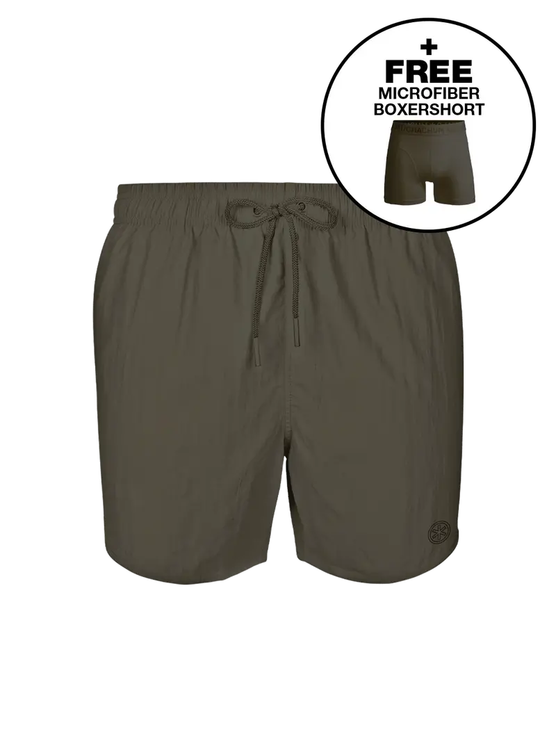 Jongens Zwembroek Legergroen + Gratis Microfiber boxershort