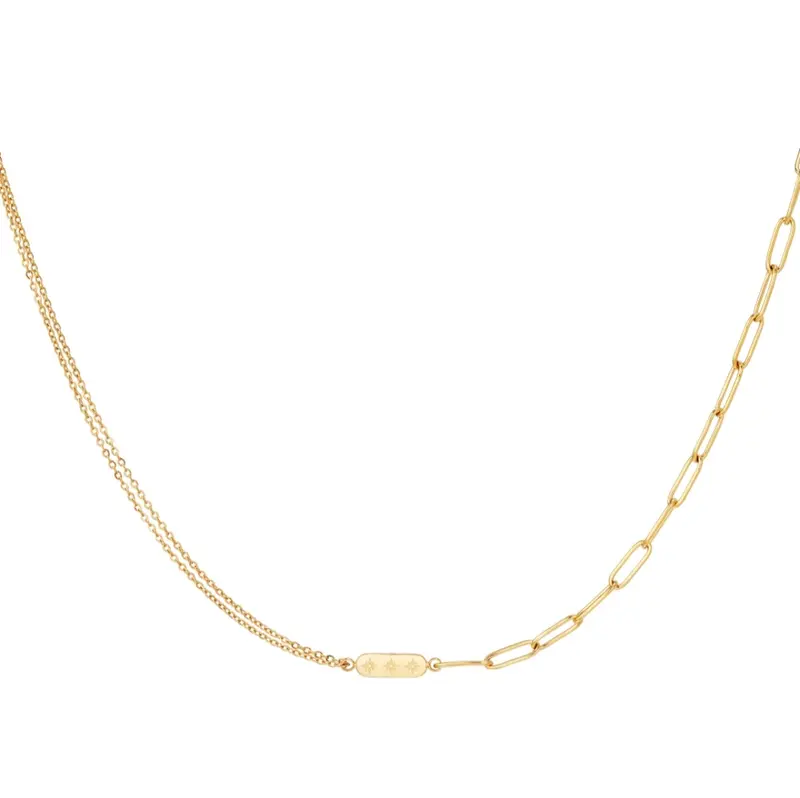 Ketting Dubbel Met Bedel Goudkleurig - Roestvrij Staal