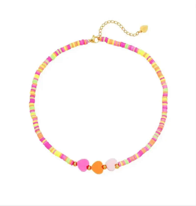 Ketting Kids Oranje Roze Collectie Yehwang© - Roestvrij Staal