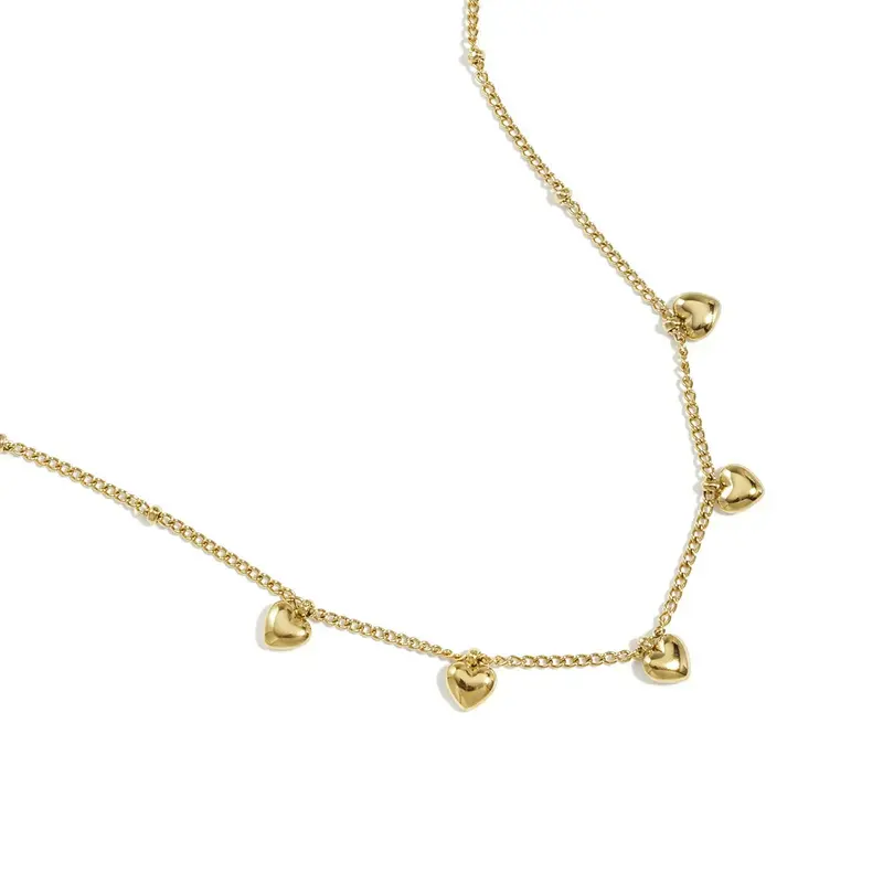 Ketting Kleine Hartjes Zilver of Goudkleurig - Roestvrij Staal