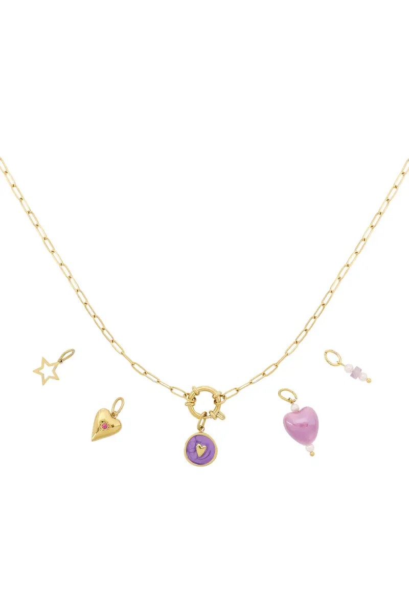 Ketting Paars Hart DIY Goudkleurig lilli june™ - Roestvrij Staal