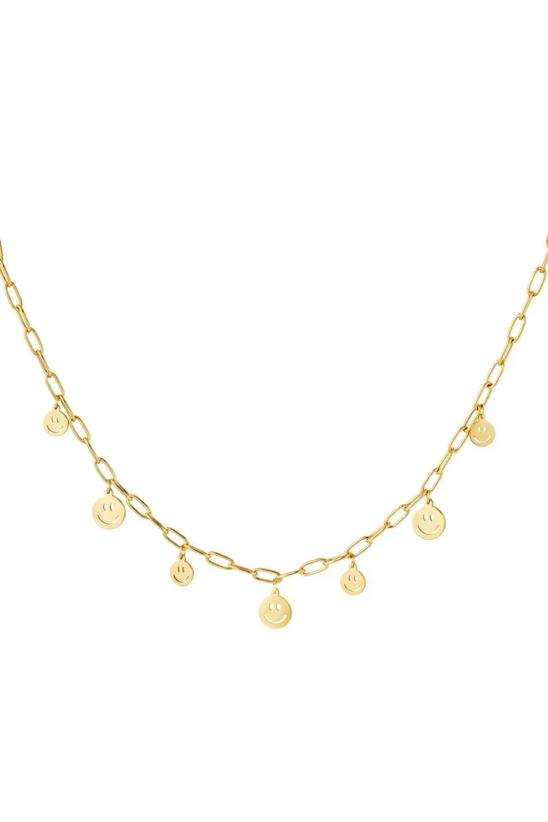 Ketting Pendant Smiley Zilver of Goudkleurig - Roestvrij Staal