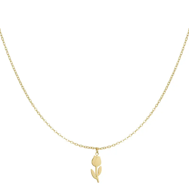 Ketting Tulp Goudkleurig - Roestvrij staal