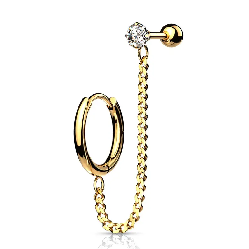 Klikring Ketting Barbell Goudkleurig - Chirurgisch Staal