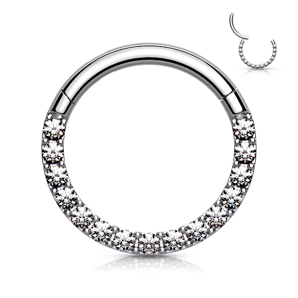 Klikring Voorzijde Zirconia Clicker Zilverkleurig - Titanium