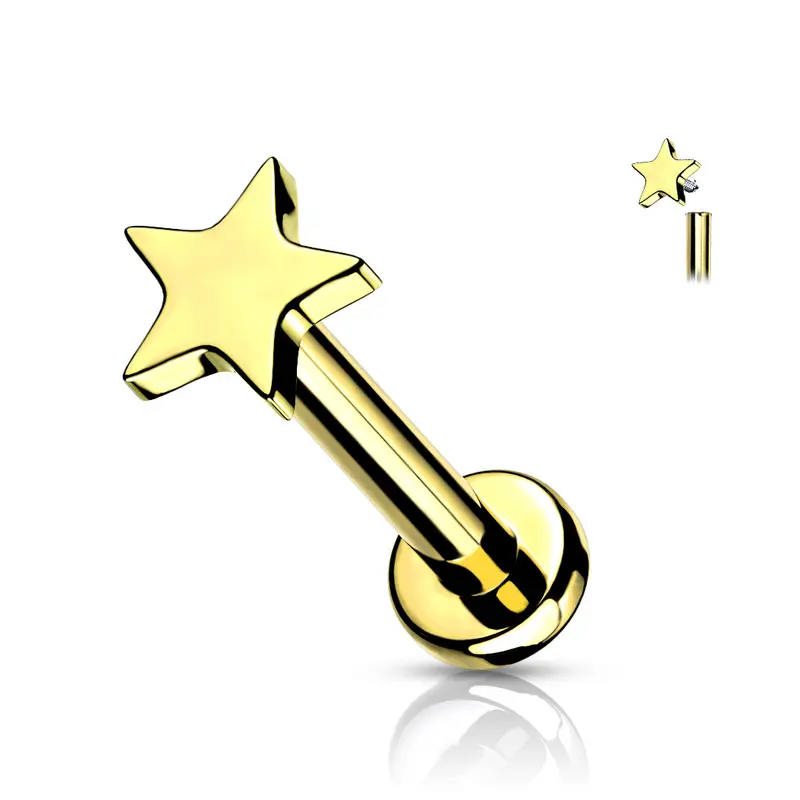 Labret Ster Goudkleurig - Titanium