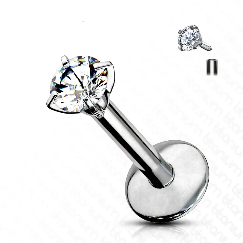 Labret Zirconia Zilverkleurig 1.0mm - Titanium