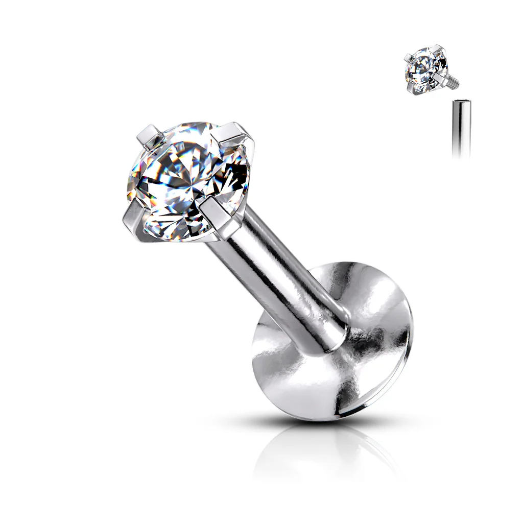 Labret Zirconia Zilverkleurig - Chirurgisch Staal