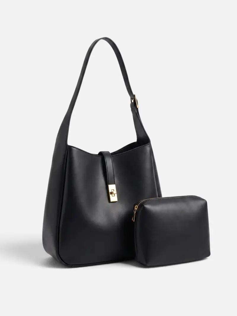 Leren Hobo Tas voor Dames met Draaisluiting en Etui