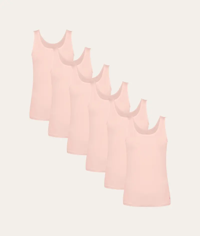 Lichtroze Dames Tanktop Blush Dusk (6-pack)