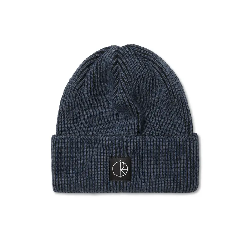 Lines Merino Beanie Grey Blue