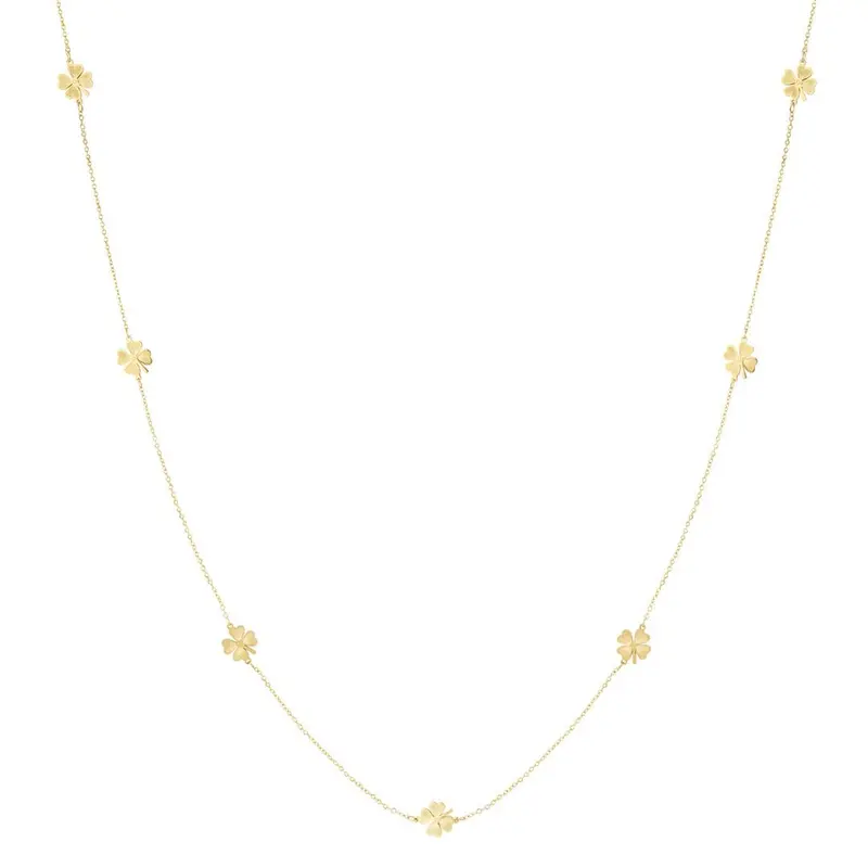 Long Clover Ketting Goudkleurig