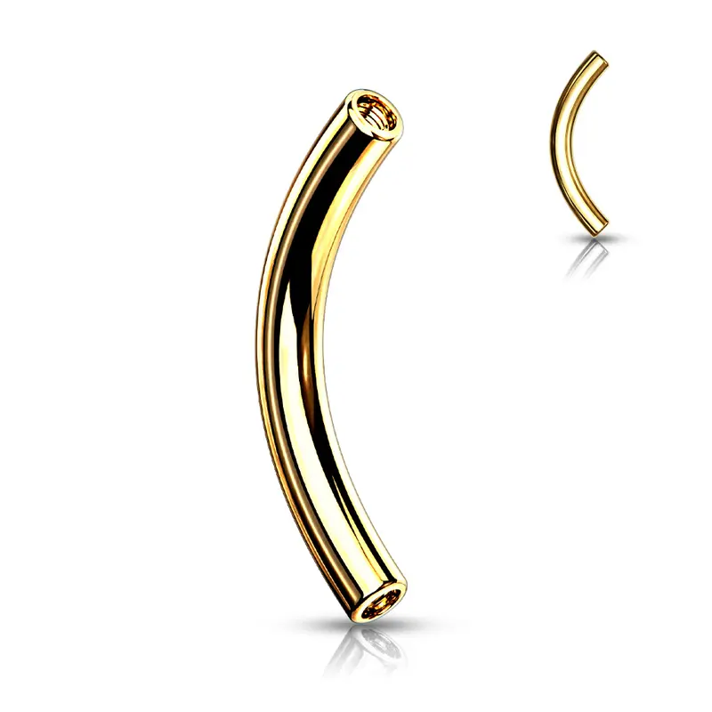 Los Staafje Curved Barbell Inwendig Schroefdraad PVD Goudkleurig – Chirurgisch Staal