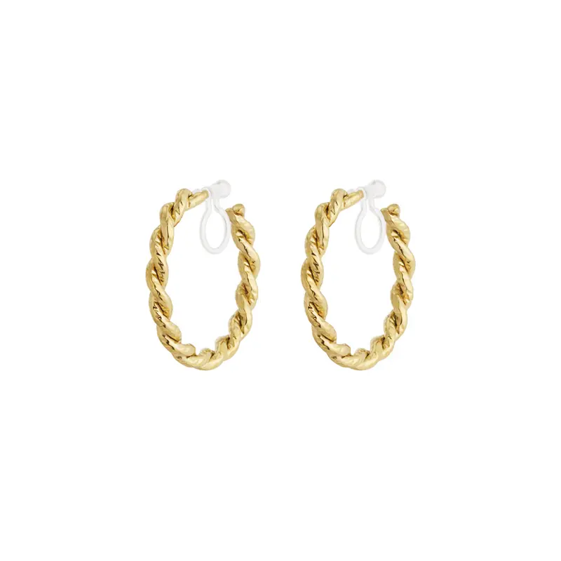 Luxe Twisted Hoops Clip Oorbellen Goudkleurig