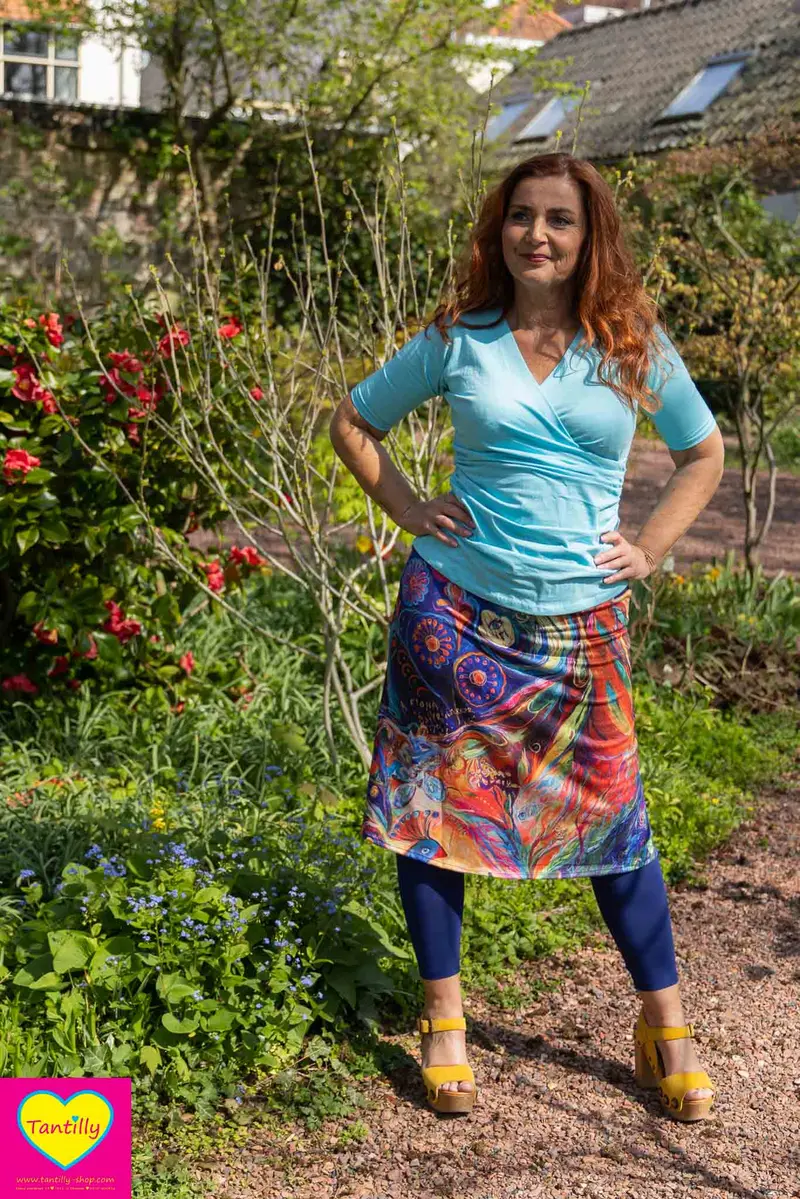 Madera - viscose stretch rok - boho peacock