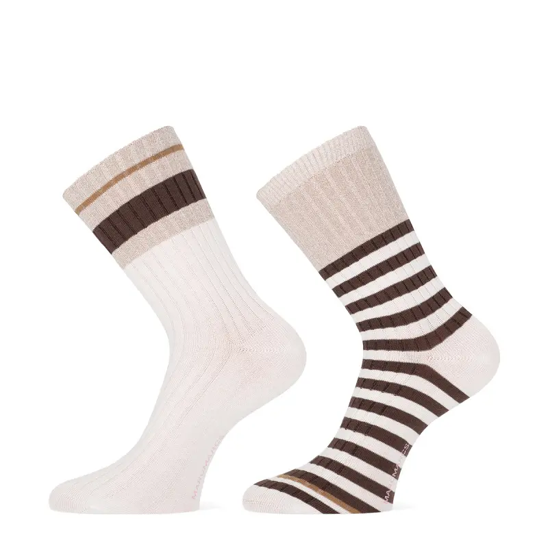 MarcMarcs - Damessokken - Fashion - Vera / Off White Denim - Sepia 2 Pack