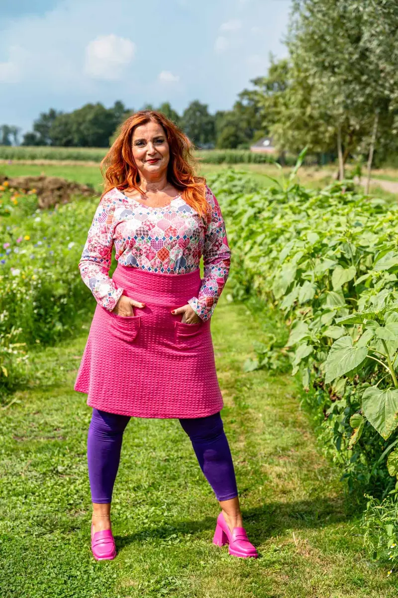 Marike polkadot pocket skirt - bright pink
