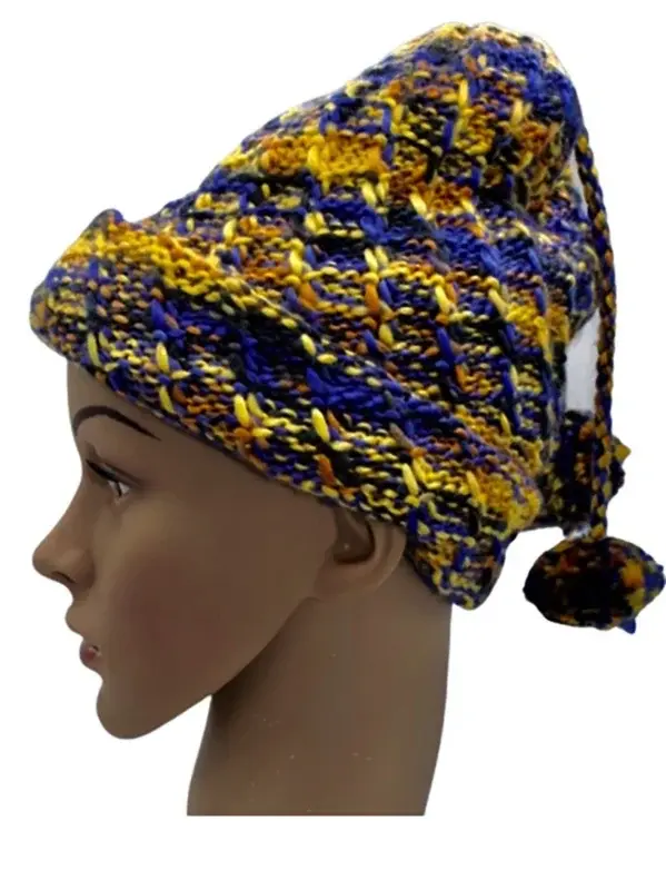 Meisjes muts geel-blauw. Maat