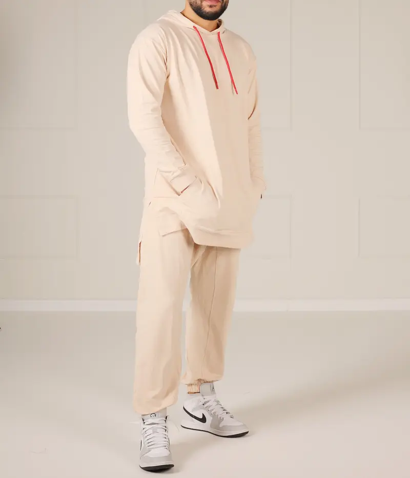 Men Long Track Suit - Warm Beige