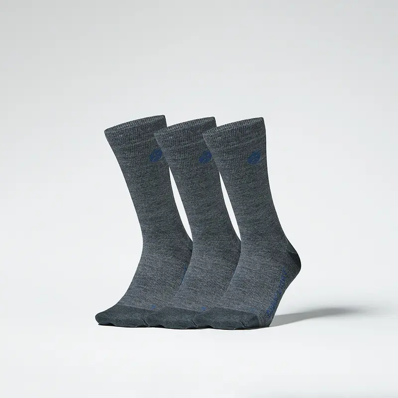 Merino Everyday Mid Calf Socks Men 3-Pack | Mid Grey / Blue