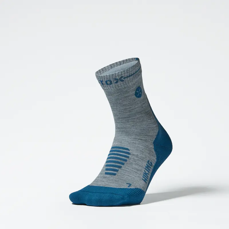 Merino Hiking Ankle Socks Women | Silver Grey / Teal