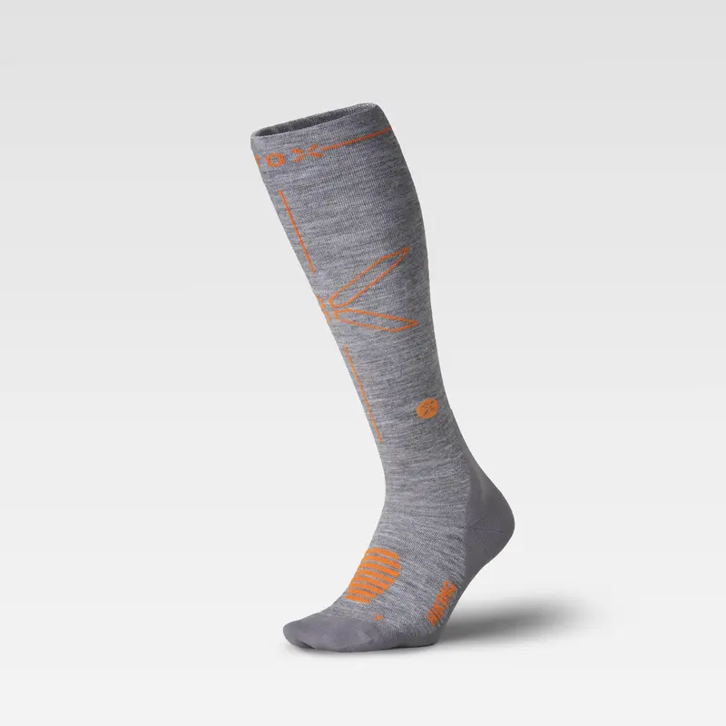 Merino Hiking Socks Women | Mid Grey / Orange
