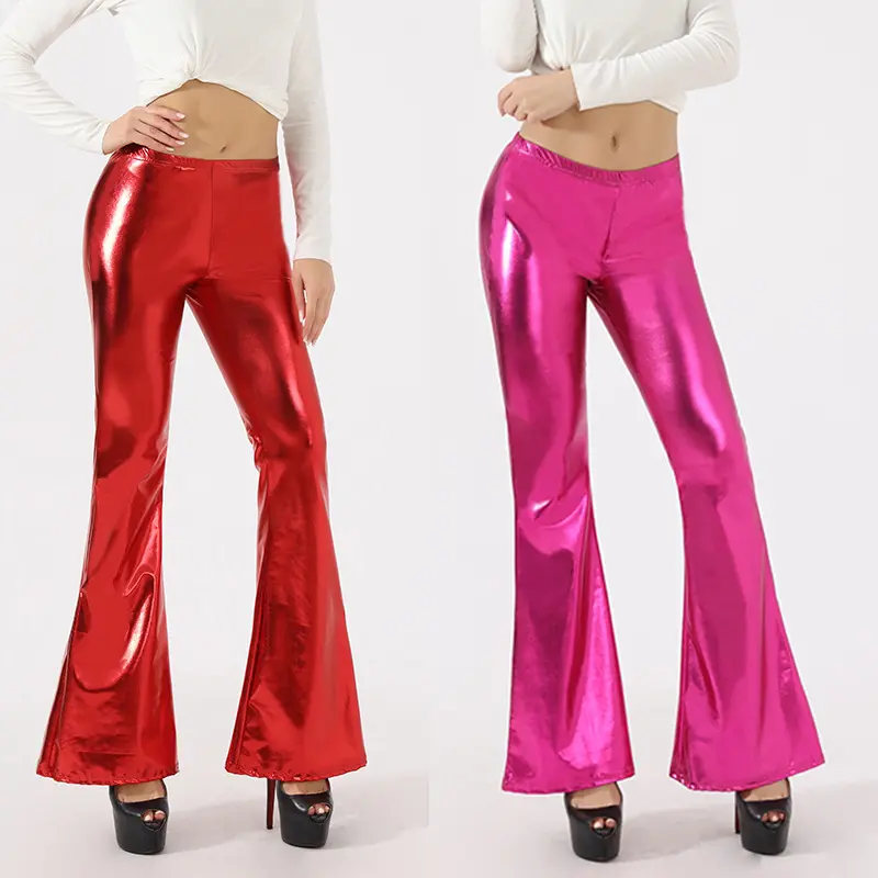 Metallic flare broek