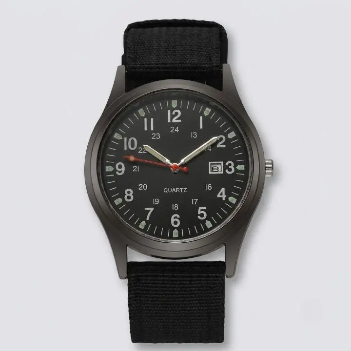 Militair horloge met nylon band – waterdicht, schokbestendig, met lichtgevende wijzers