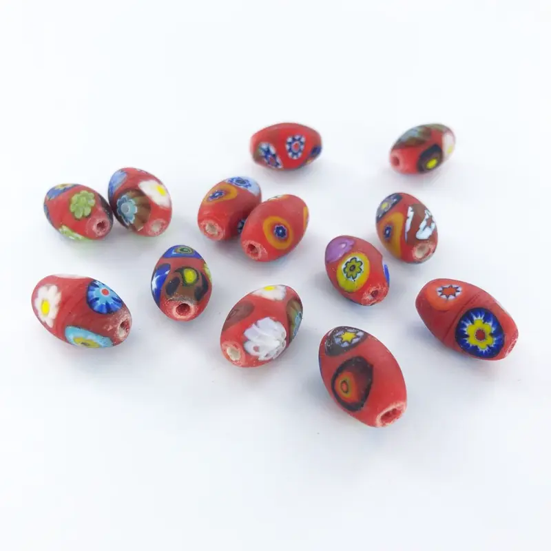 Millefiori kralen ovaal mat 13mm per 20 stuks