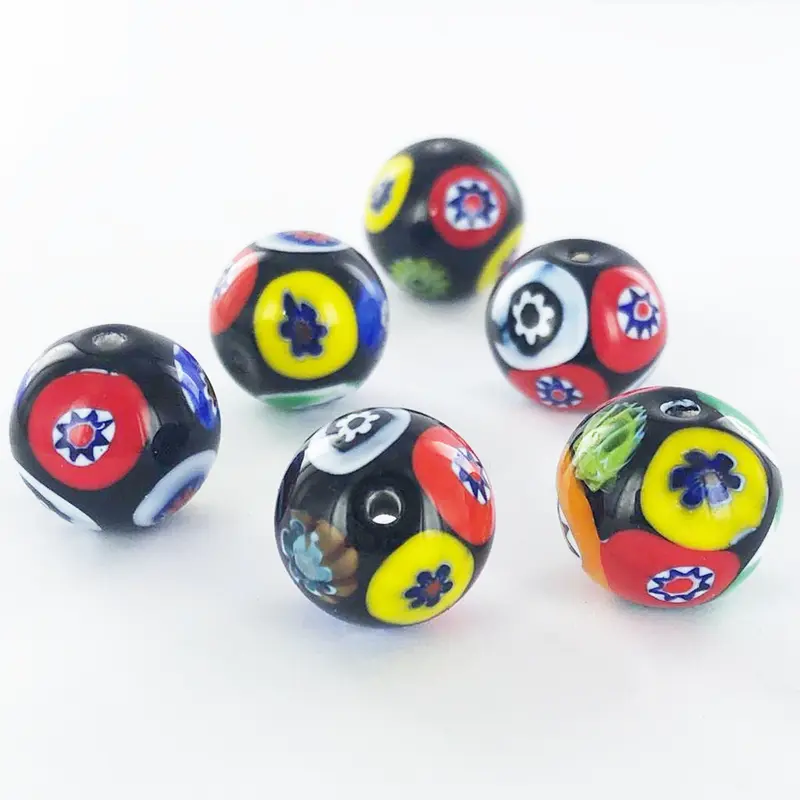 Millefiori kralen rond 14mm multi kleur per 2 stuks