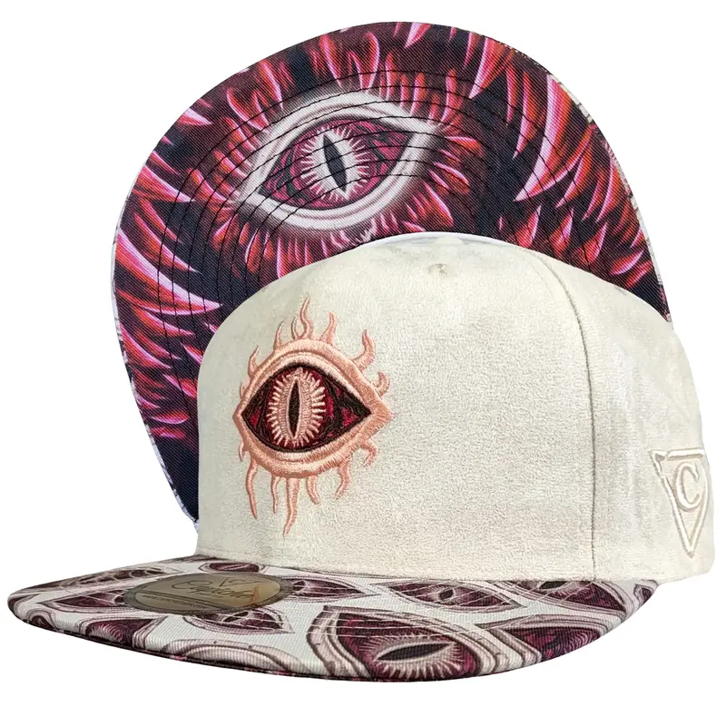 Monster Vision 2.0 Snapback - Cream White Suede with Eyes