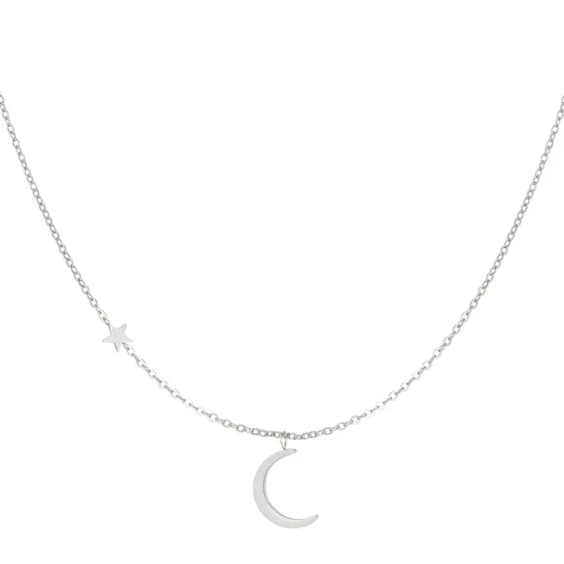 Moon & Star Ketting Zilverkleurig