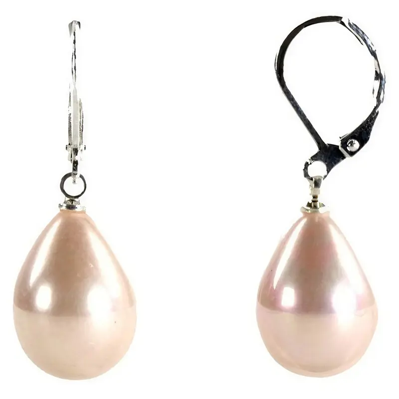Mother of pearl parel oorbellen - Zalm - Zilver edelstaal - Polly