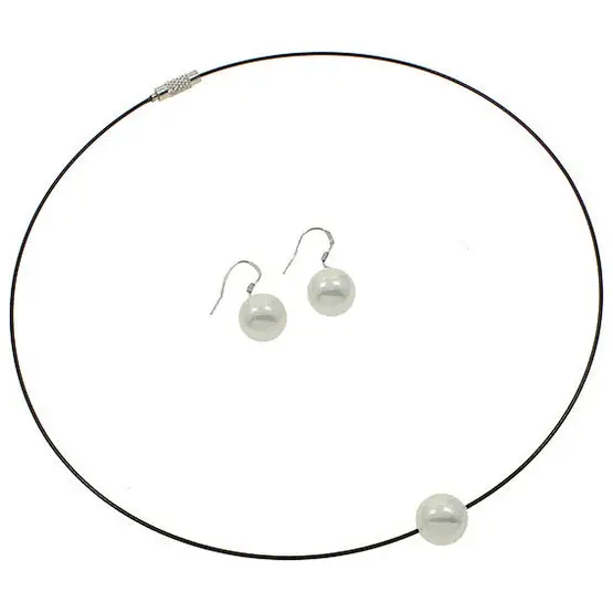 Mother of pearl parel set Wire Shiny Ball White