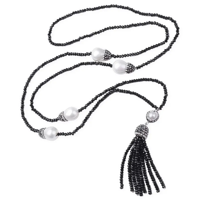 Mother of pearl parelketting Bright Pearl Big Nut Tassel