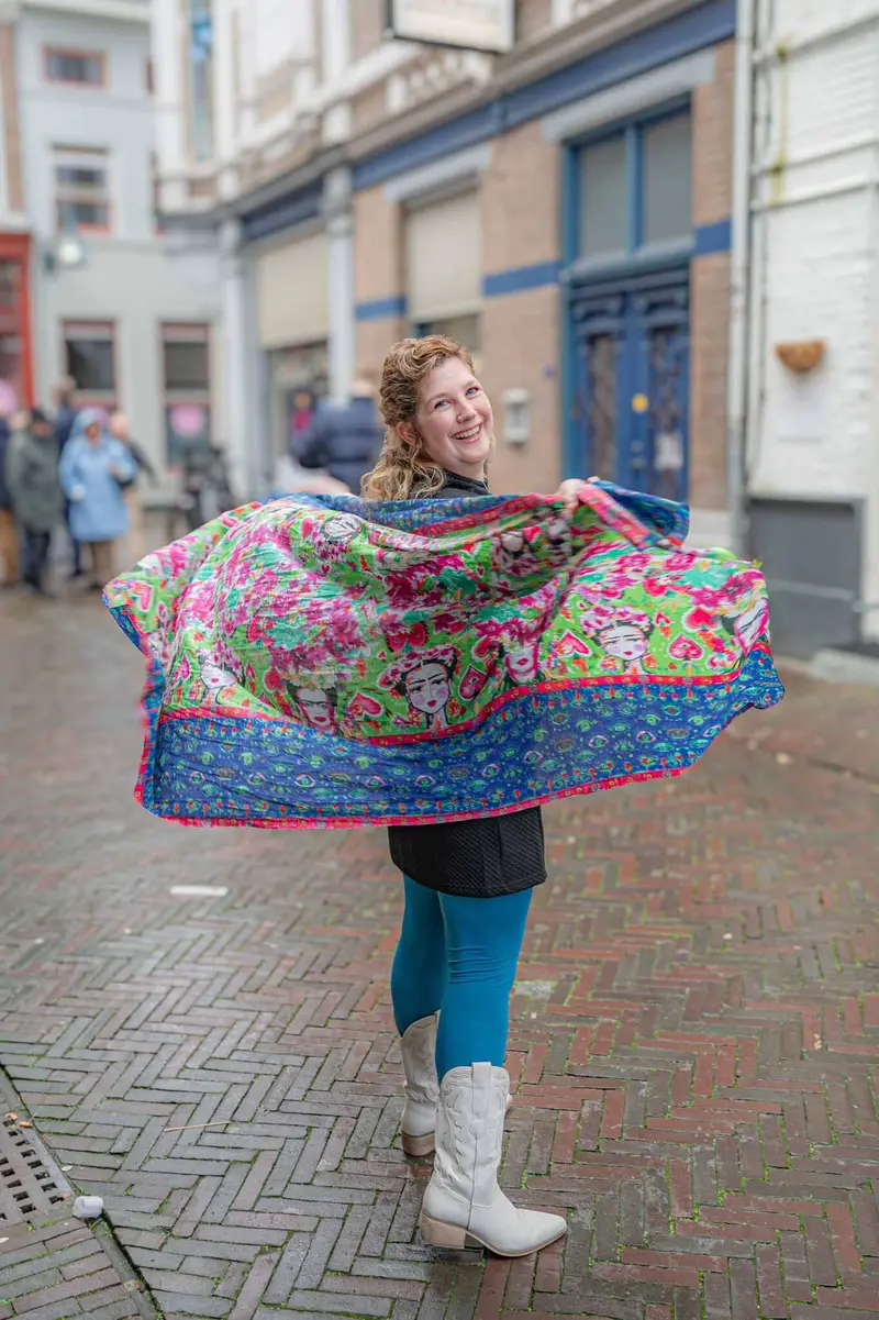 Nature katoenen sjaal- XL- handgemaakt van katoen - colorful women