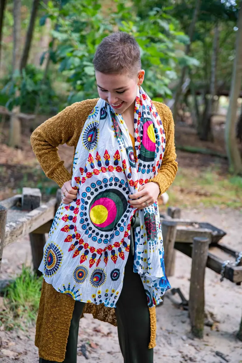 Nature katoenen sjaal- XL- handgemaakt van katoen - galaxy white